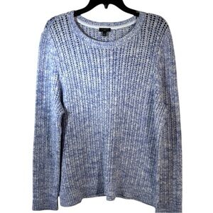 Talbots Sweater Blue & White Crewneck Open Knit in Size PXL  NWT‎